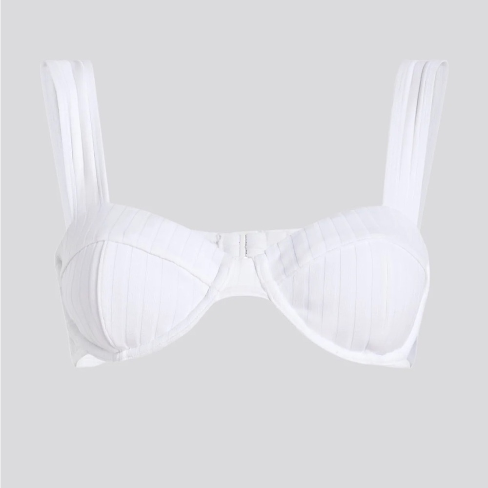 Solid & Striped The Lilo Ribbed Bikini Top in Marshmallow - Size Small